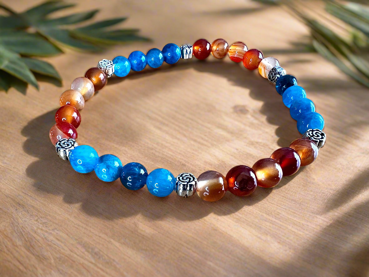 Bracelet cornaline & apatite bleue