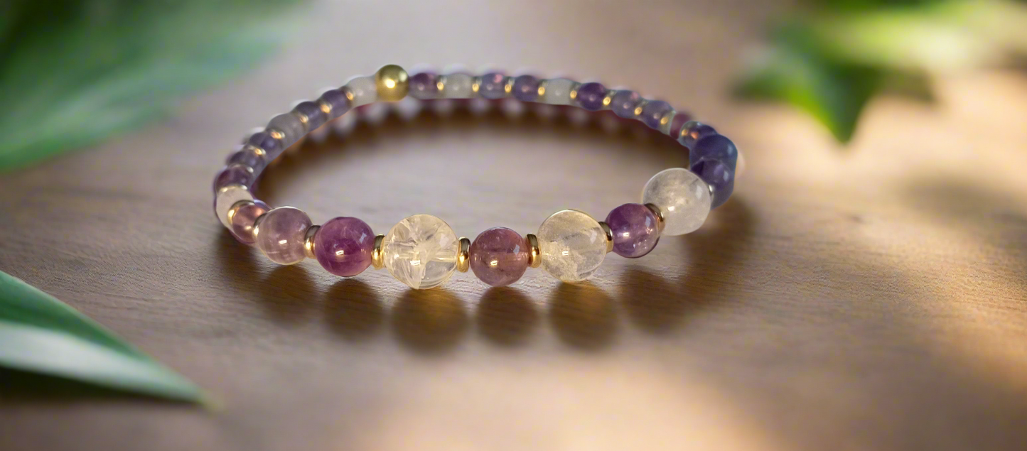 Bracelet Améthyste & Quartz
