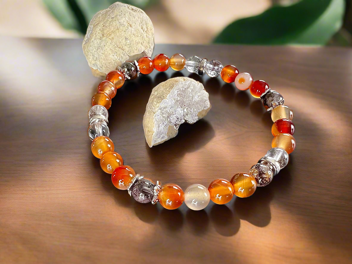 Bracelet cornaline et quartz