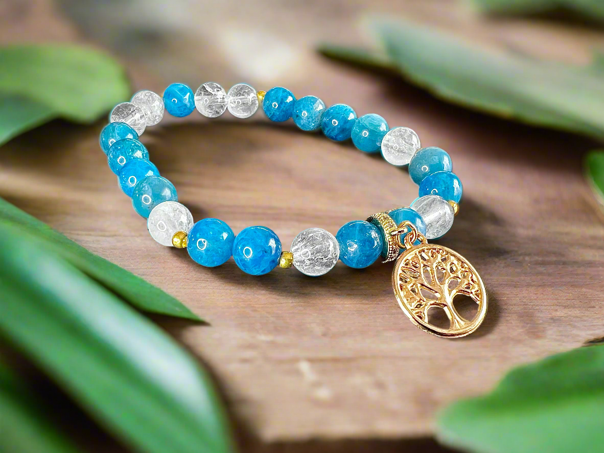 Bracelet apatite & arbre de vie