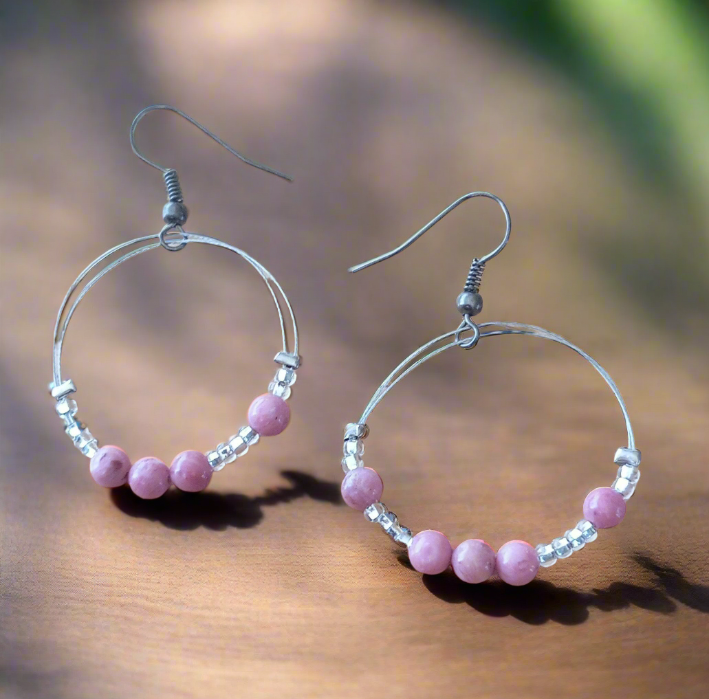 Boucles d'oreilles rhodonite