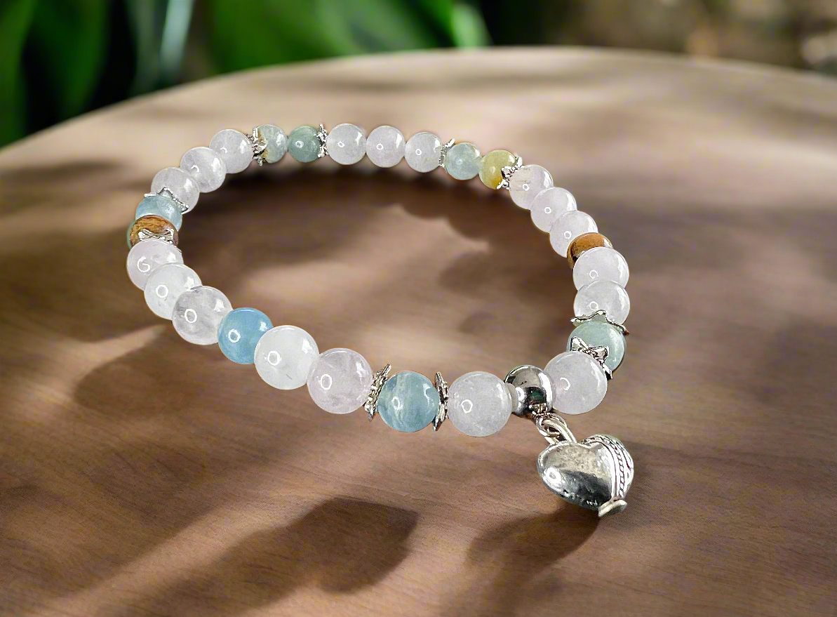 Bracelet calecite & quartz rose