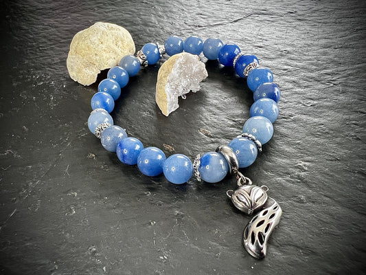 Bracelet aventurine bleue & renard