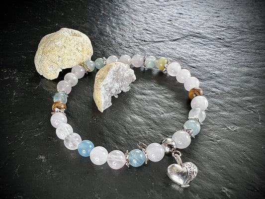 Bracelet calecite & quartz rose