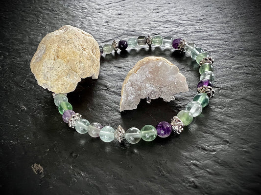 Bracelet fluorine & améthyste