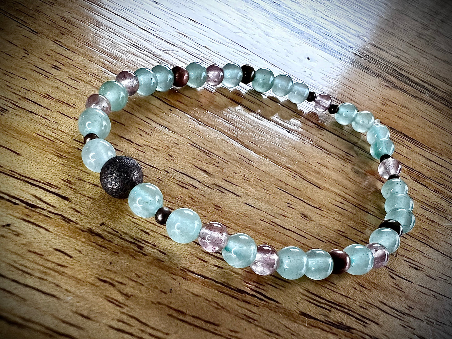 Bracelet aventurine verte & quartz rose