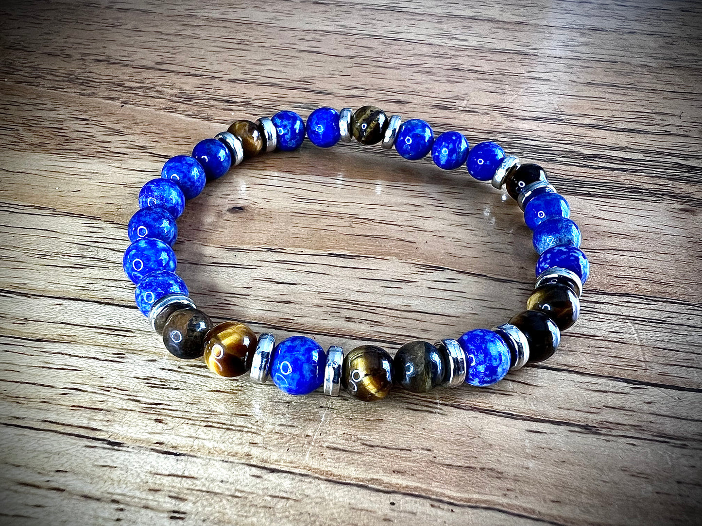 Bracelet lapis-lazuli & œil de tigre