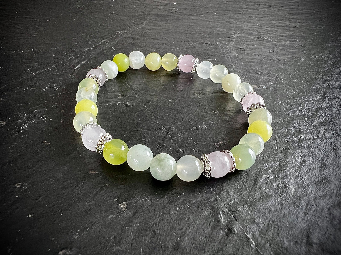 Bracelet jade de chine & quartz rose