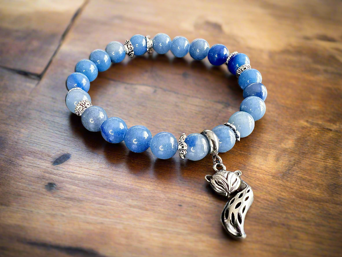 Bracelet aventurine bleue & renard