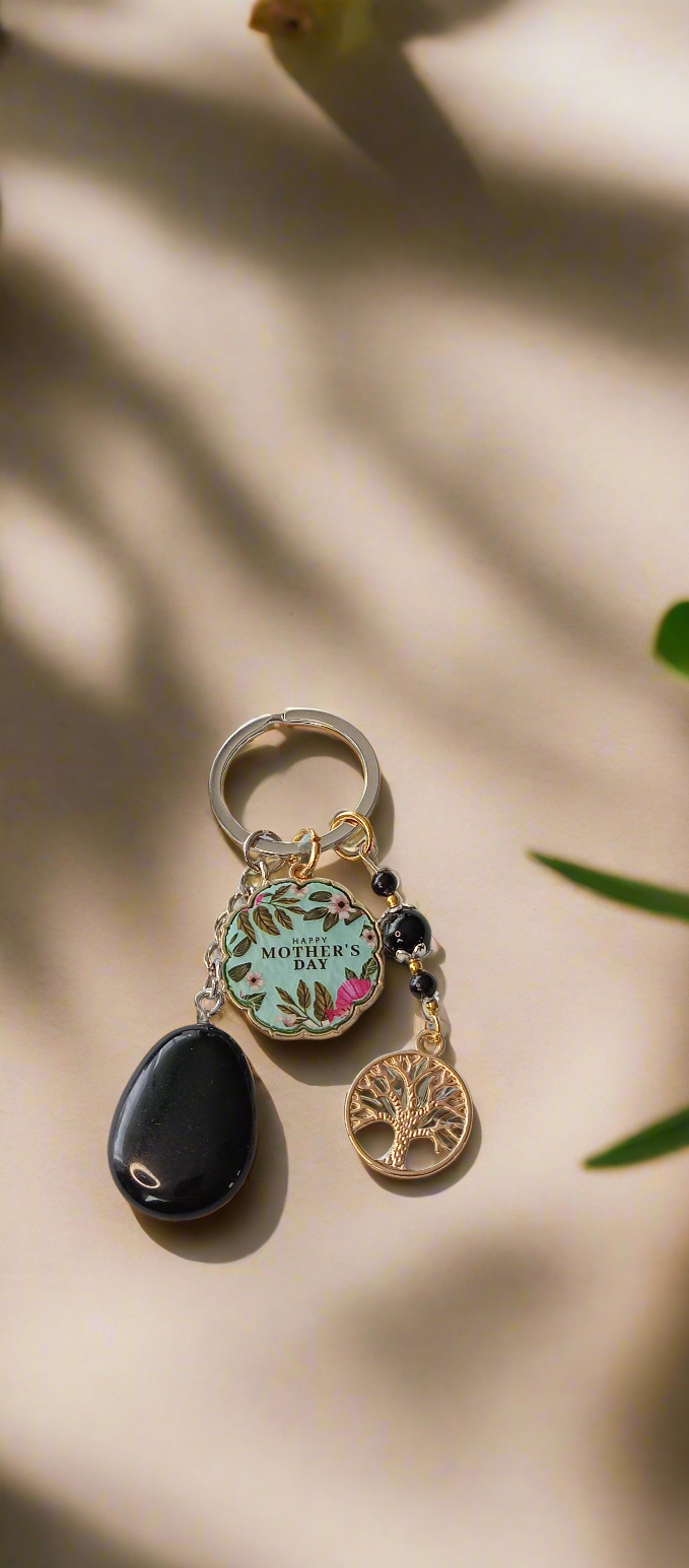 Porte clefs obsidienne fête des mères 🖤