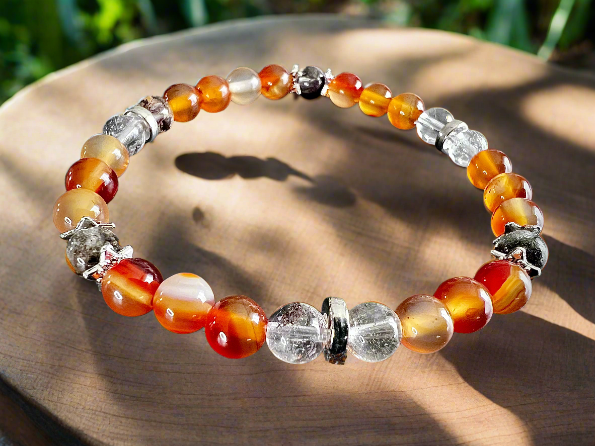 Bracelet cornaline et quartz