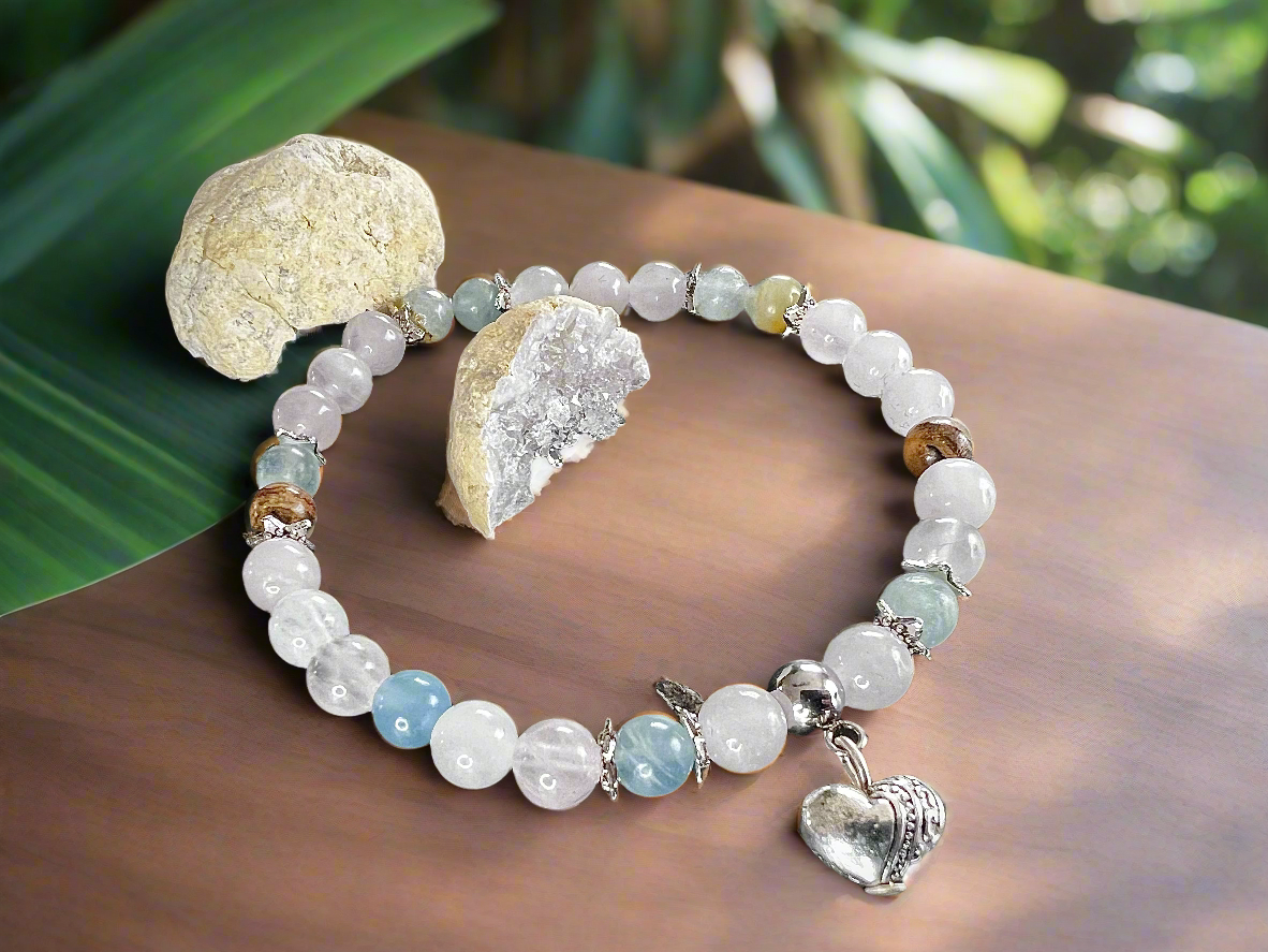 Bracelet calecite & quartz rose