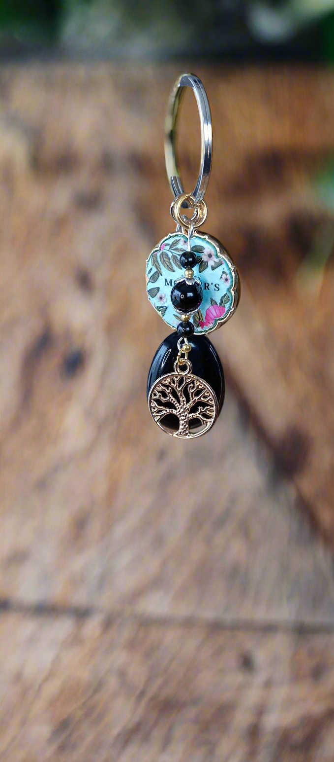 Porte clefs obsidienne fête des mères 🖤