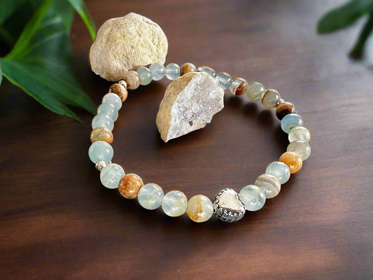 Bracelet calcite bleu sur gangue