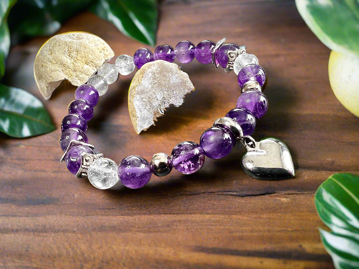 Bracelet améthyste coeur