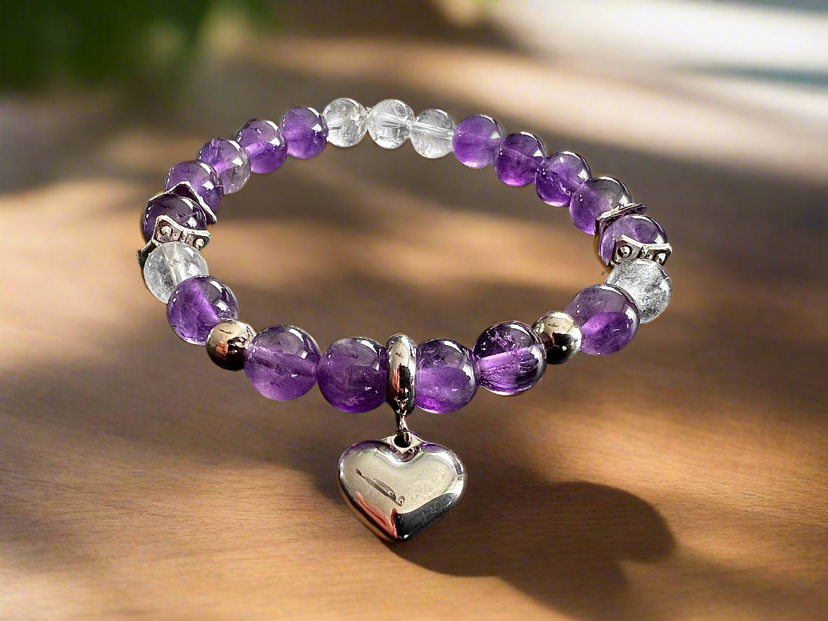 Bracelet améthyste coeur