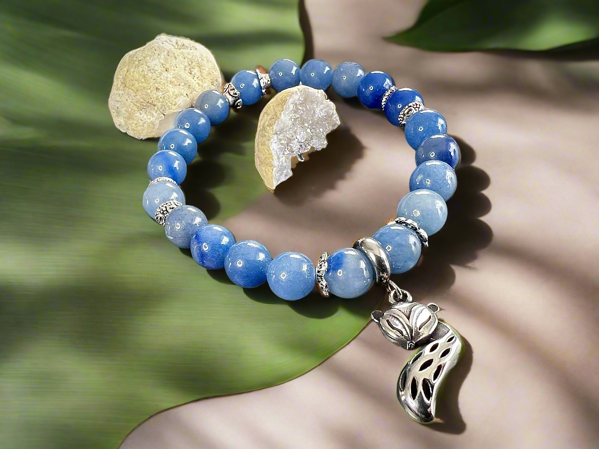 Bracelet aventurine bleue & renard