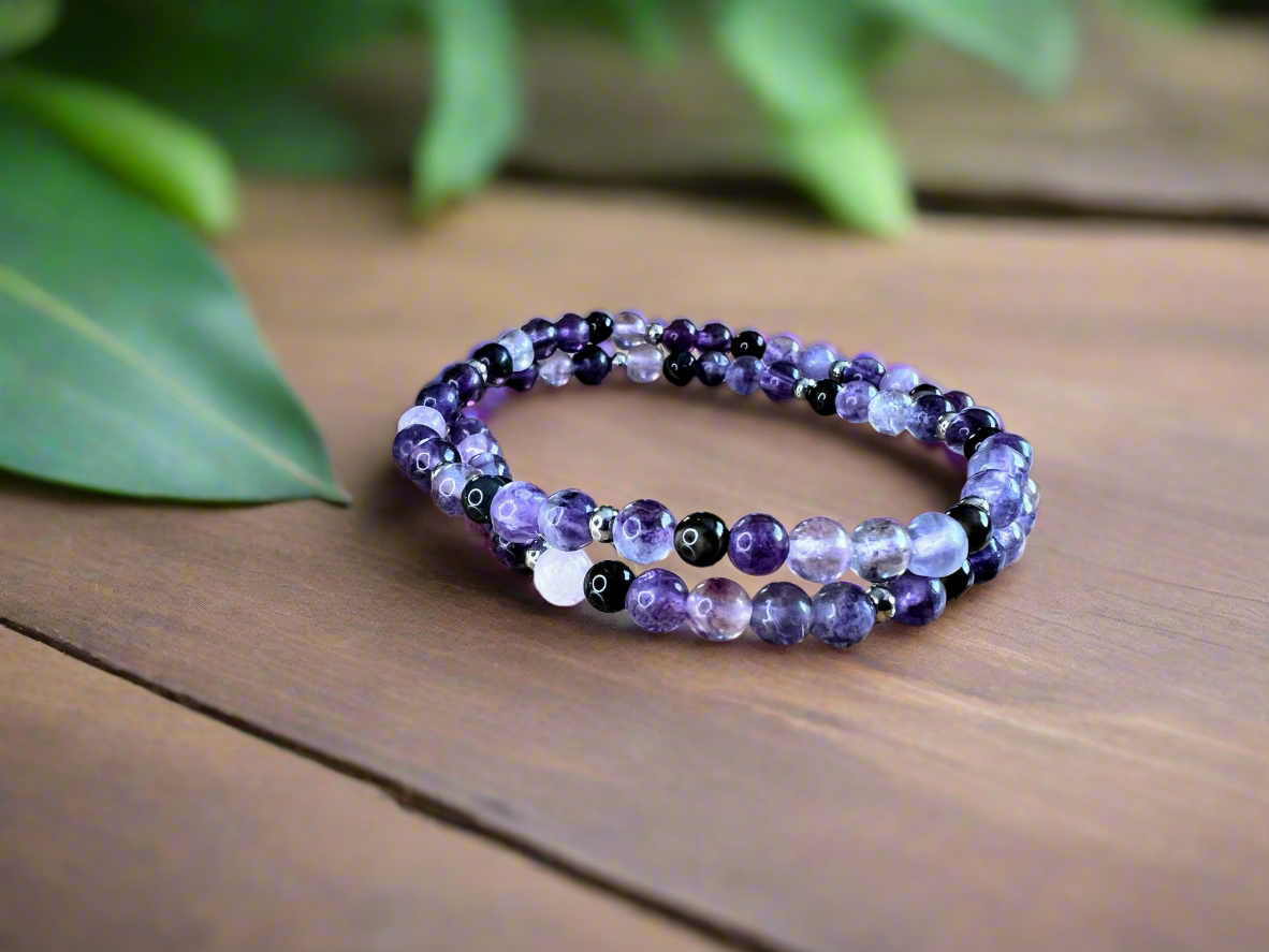 Bracelet Fluorine violette & onyx
