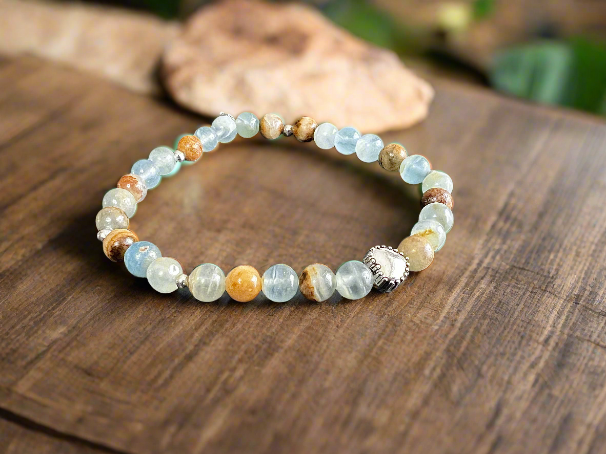Bracelet calcite bleu sur gangue