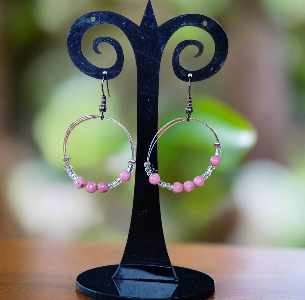 Boucles d'oreilles rhodonite