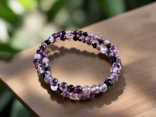 Bracelet Fluorine violette & onyx