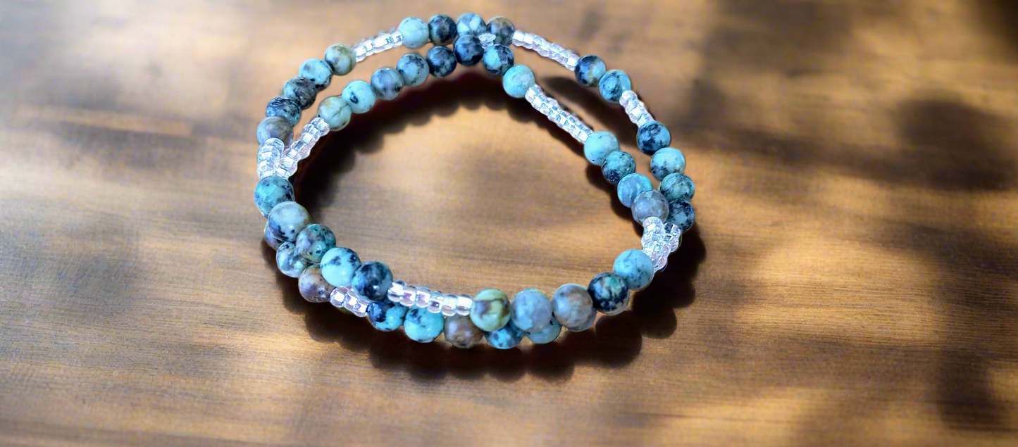 Bracelet double turquoise d'Afrique