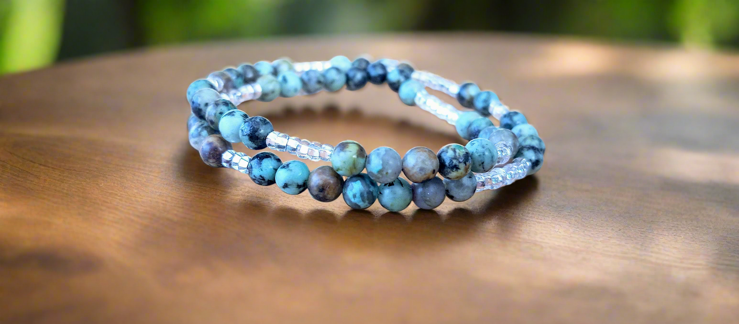 Bracelet double turquoise d'Afrique