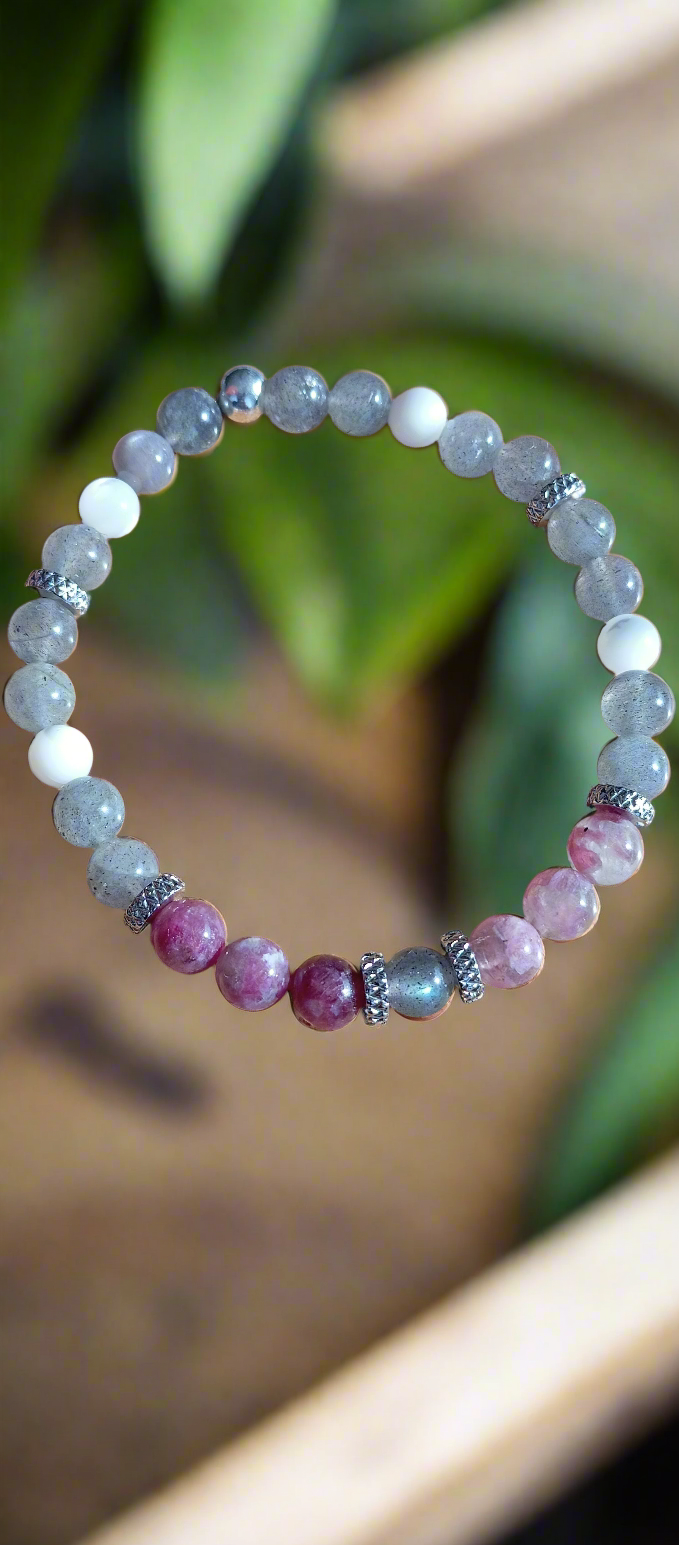 Bracelet Labradorite et tourmaline
