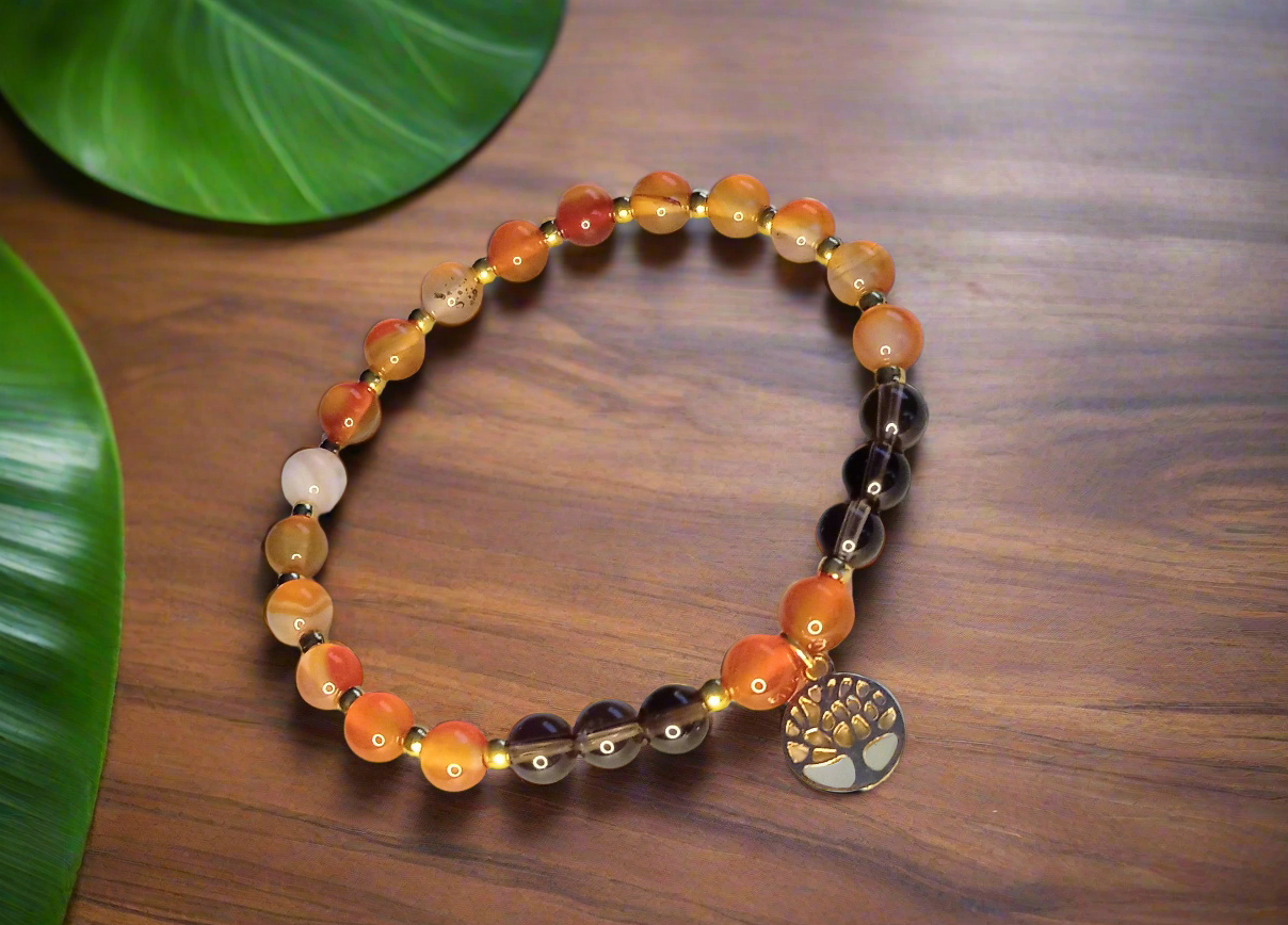 Bracelet Cornaline & quartz fumé