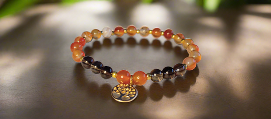 Bracelet Cornaline & quartz fumé