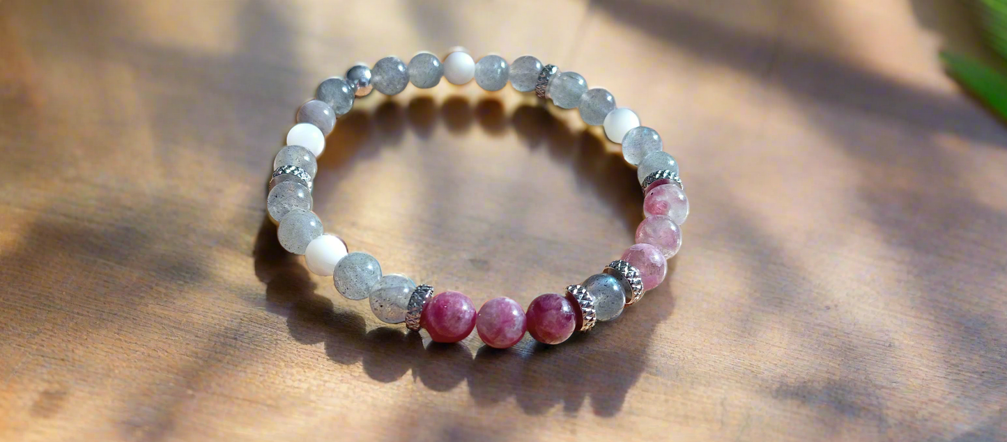Bracelet Labradorite et tourmaline