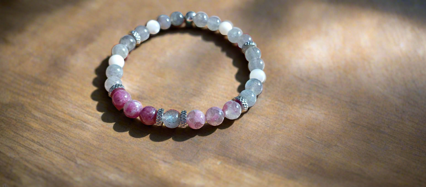 Bracelet Labradorite et tourmaline