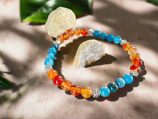 Bracelet cornaline & apatite bleue