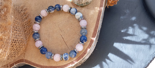 Bracelet sodalite & quartz rose